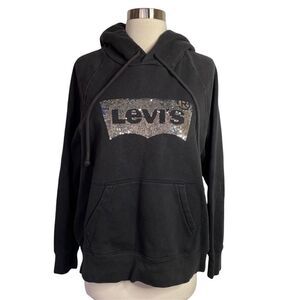 Levi’s Sequin Logo Graphic Hoodie Black – Size M (Style 35946-0088)